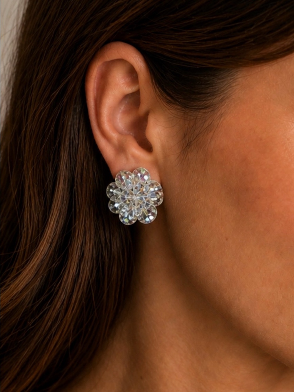 ✨ Vintage Aurora Borealis Crystal Clip-On Earrings ✨